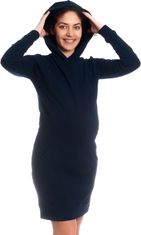 Bavlněné těhotenské a kojící šaty s kapucí dlouhý rukáv - ANAIS granátové - BeMaaMaa    velikost L (40) - obrázek 4