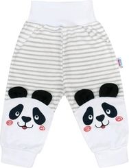 Tepláčky/Kalhoty kojenecké bavlna - PANDA šedé proužky - vel.68 - obrázek 1