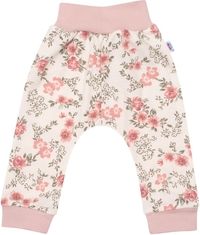 Tepláčky/Kalhoty kojenecké bavlna - FLOWERS růžové - vel.68 - obrázek 1
