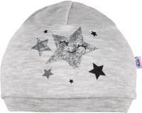 Čepice kojenecká nasazovací bavlna - STARS šedá - vel.56-62 - obrázek 1