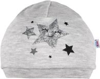 Čepice kojenecká nasazovací bavlna - STARS šedá - vel.68-74 - obrázek 1
