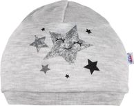 Čepice kojenecká nasazovací bavlna - STARS šedá - vel.80-86 - obrázek 1