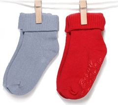 Ponožky dětské bavlna 2páry - RISOCKS šedé a červené - vel.11-13 (obuv 22-24) - obrázek 1