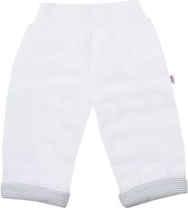 Tepláčky/Kalhoty kojenecké zateplené - SNOWY bílé s proužky - vel.68 - obrázek 1