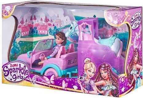 Panenka Sparkle Girlz s jeepem a přívěsem s koněm - obrázek 3