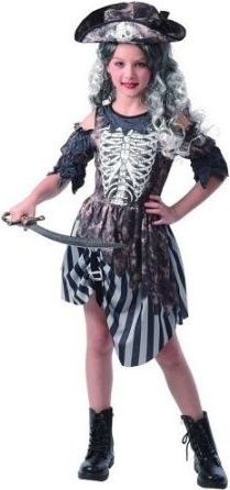Šaty na karneval -  zombie pirátka, 110 - 120 cm (kostým na karnevat - karnevalový kostým) - obrázek 1