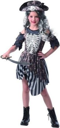 Šaty na karneval - zombie pirátka, 120 - 130 cm (kostým na karnevat - karnevalový kostým - obrázek 1