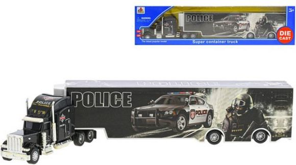 Kamion policie 35cm kov na volný chod v krabičce - obrázek 1