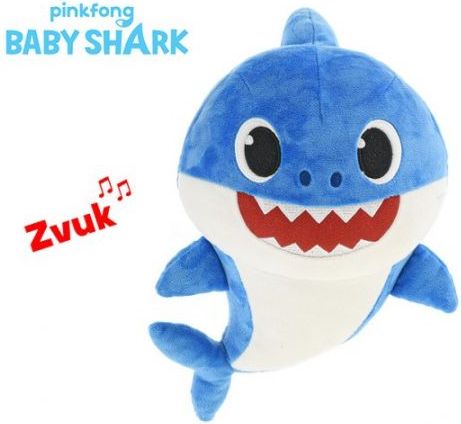 Baby Shark plyšový 28cm modrý na baterie se zvukem 12m+ v sáčku - obrázek 1