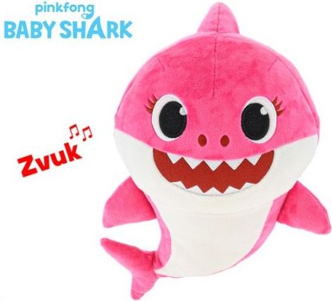 Baby Shark plyšový 28cm růžový na baterie se zvukem 12m+ v sáčku - obrázek 1