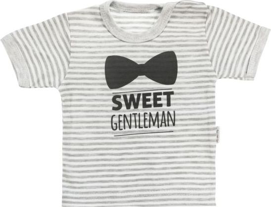 Bavlněné tričko Mamatti Gentleman krátký rukáv - šedé - 86 (12-18m) - obrázek 1