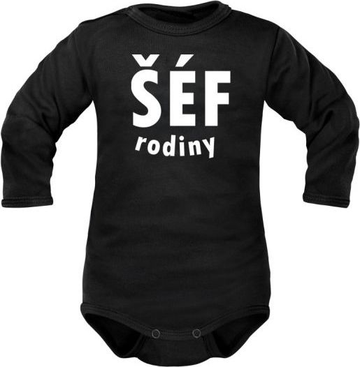 DEJNA Body dlouhý rukáv ŠÉF RODINY - černé, vel. 74 - 74 (6-9m) - obrázek 1
