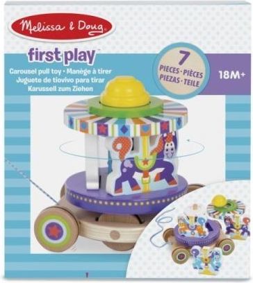 Melissa &  Doug  Edukační dřevěná, tahací hračka - Kolotoč - obrázek 3