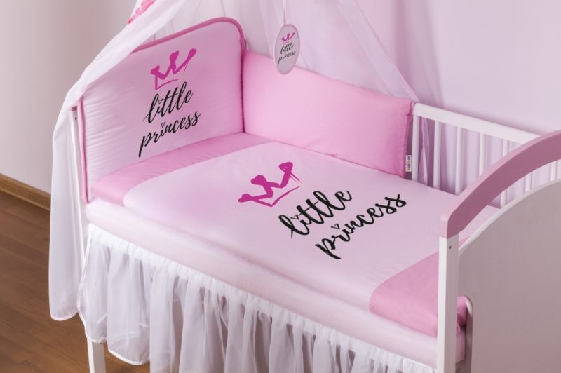 Baby Nellys 4-dílná sada mantinel s povlečením Little Princess + nebesa, růžová - 120x90 - obrázek 1