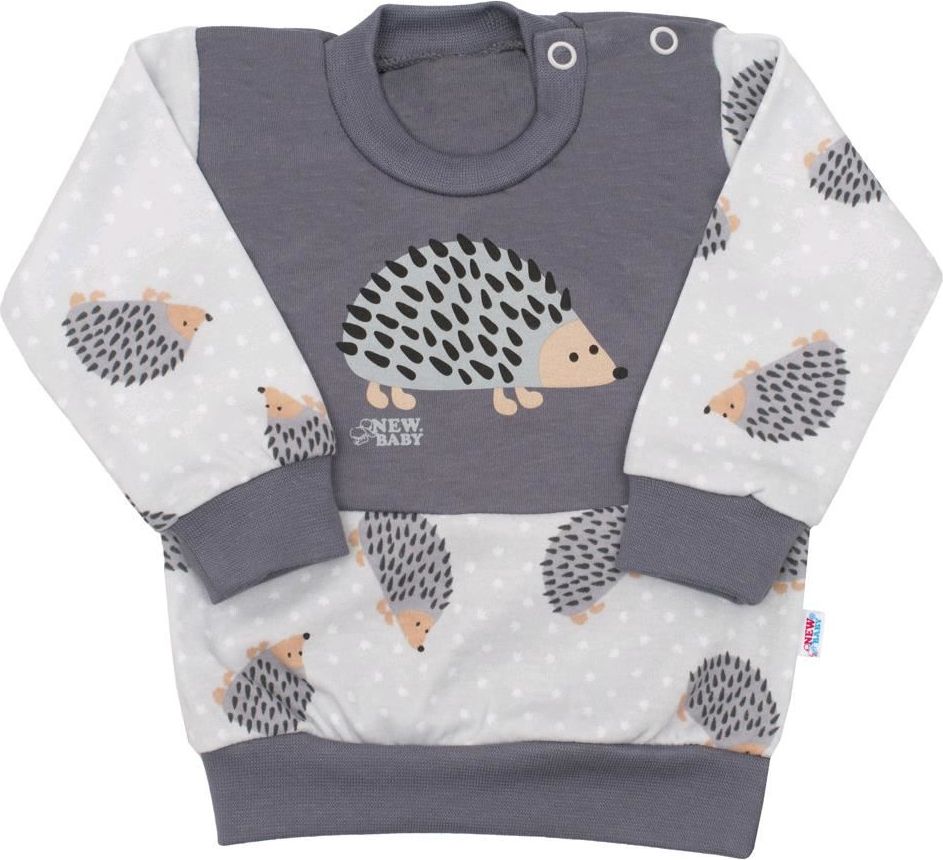 Kojenecká bavlněná mikinka New Baby Ježek Varianta: šedá/56 (0-3m) - obrázek 1