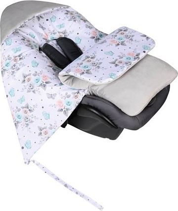 Zavinovačka s kapucí do autosedačky Tesoro - grey/flowers - obrázek 1