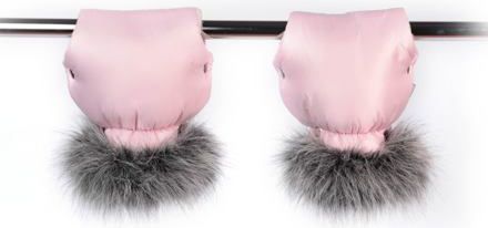 Rukavice na kočárek Tesoro - light pink + light grey - obrázek 3