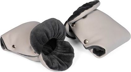 Tesoro rukavice na kočárek eco leather light grey + black - obrázek 1