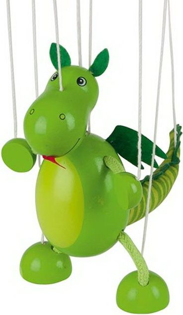 Loutka marioneta - Dinosaurus zelený dřevěný (Goki) - obrázek 1