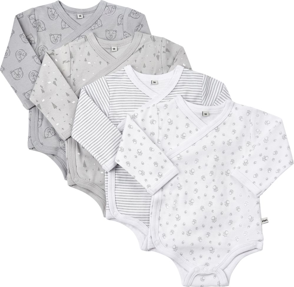 Pippi novorozenecké body s dlouhým rukávem set 4 ks 4760-190 Velikost: 50 - obrázek 1