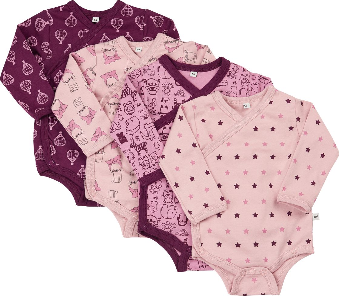 Pippi novorozenecké body s dlouhým rukávem set 4 ks 4760-600 Velikost: 50 - obrázek 1