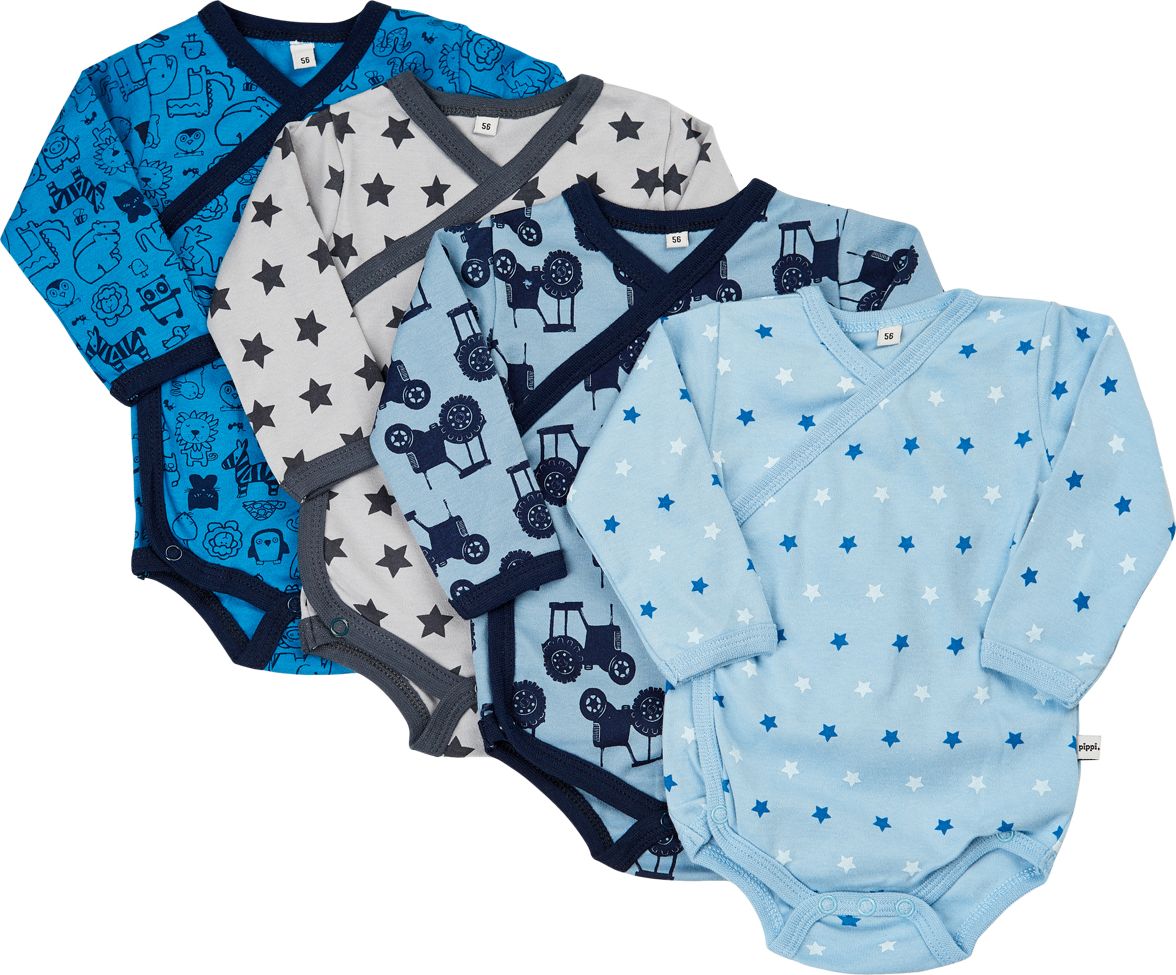 Pippi novorozenecké body s dlouhým rukávem set 4 ks 4760-725 Velikost: 50 - obrázek 1