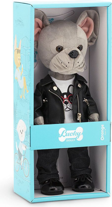 Max - šedý buldoček v kožené bundě  s kostřičkou od firmy ORANGE TOYS - obrázek 2