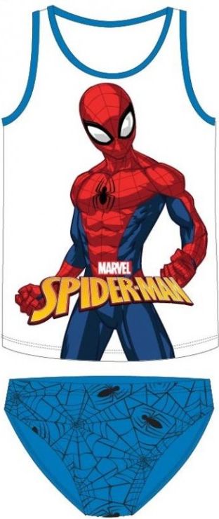 E plus M - Chlapecké bavlněné spodní prádlo nátělník + slipy Spiderman MARVEL / 100% bavlna - modré 104 - 110 - obrázek 1