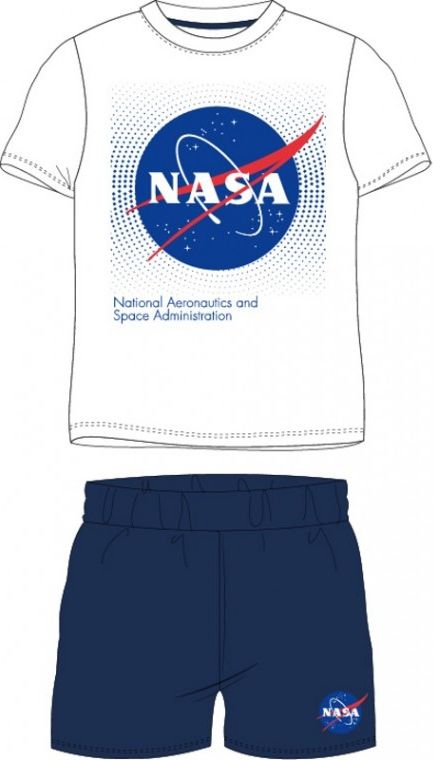 E plus M - Chlapecké / dětské letní pyžamo logo NASA - bílé 128 - obrázek 1
