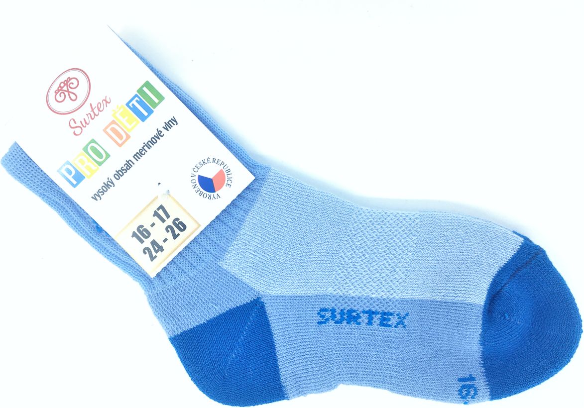 Zimní ponožky Surtex 80% Merino Světle modré Velikost: 30 - 33 - obrázek 1