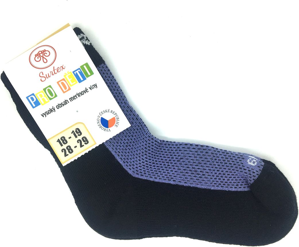 Ponožky Surtex 80% Merino Fialové Velikost: 18 - 19 - obrázek 1