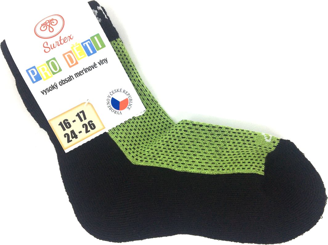 Ponožky Surtex 80% Merino Zelené Velikost: 18 - 19 - obrázek 1