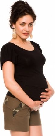 Těhotenské lněné kraťasy Hana, khaki - obrázek 1