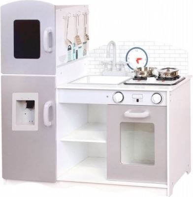 Eco Toys Dřevěná kuchyňka XXL s příslušenstvím, 86 x 92 cm x 30 cm - šedá - obrázek 1