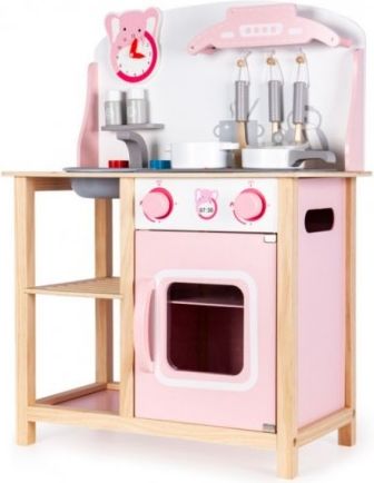 Eco Toys Dřevěná kuchyňka s příslušenstvím, 75 x 59,5 x 29,5 cm - bílá - obrázek 1