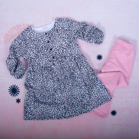 K-Baby 2 dílná sada - šaty + legíny, Gepardík, Velikost koj. oblečení 68 (4-6m) - obrázek 1