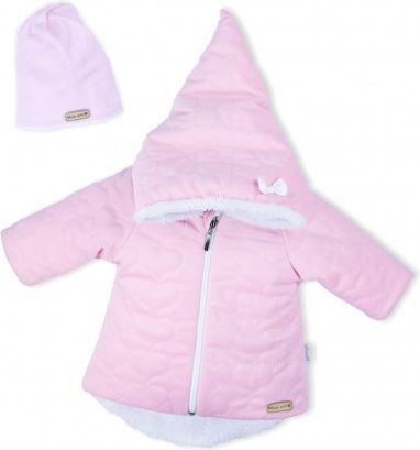 Zimní kojenecký kabátek s čepičkou Nicol Kids Winter růžový, Růžová, 62 (3-6m) - obrázek 1