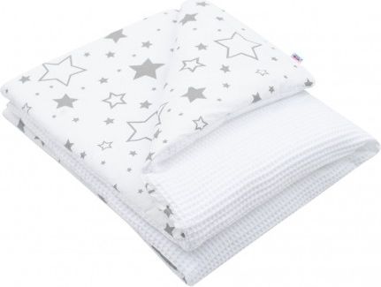 Dětská deka s výplní New Baby Vafle bílá hvězdičky 80x102 cm, Bílá - obrázek 1