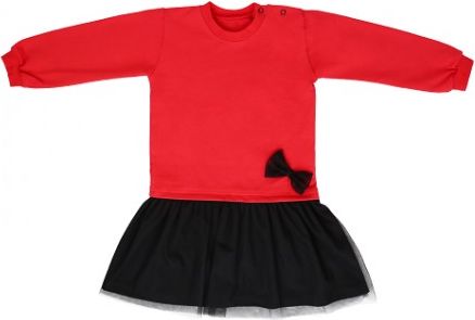 Mamatti Kojenecké šaty s týlem, červeno-černé, Velikost koj. oblečení 92 (18-24m) - obrázek 1