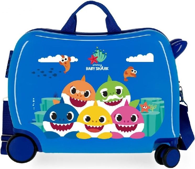 JOUMMABAGS Dětský kufřík na kolečkách Happy Family Baby Shark MAXI ABS plast, 50x38x20 cm, objem 34 l - obrázek 1