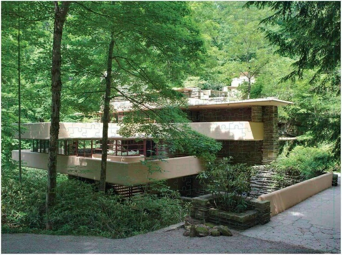 GALISON Oboustranné puzzle Frank Lloyd Wright Fallingwater 500 dílků - obrázek 3