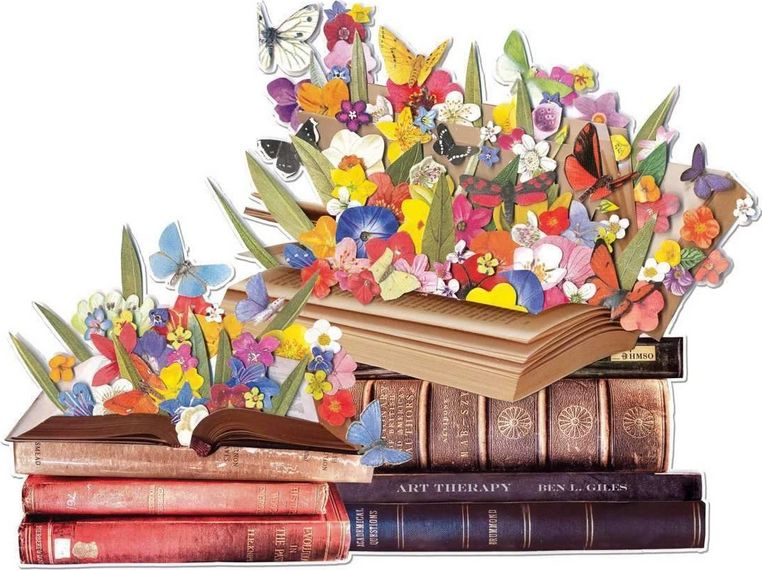 GALISON Tvarové puzzle Rozkvetlé knihy 750 dílků - obrázek 2