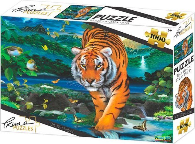 PRIME 3D Puzzle Tygr na lovu 3D 1000 dílků - obrázek 1