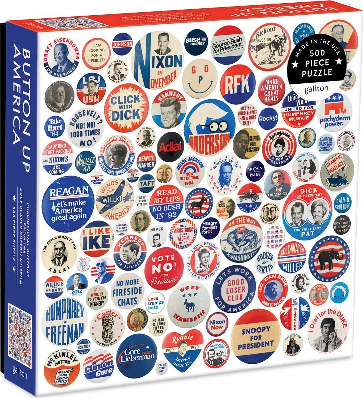 GALISON Čtvercové puzzle Americké volební odznáčky 500 dílků - obrázek 5