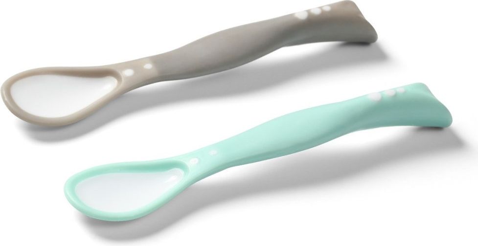 Dětská flexibilní lžička Baby Ono 2ks šedá, zelená - obrázek 1