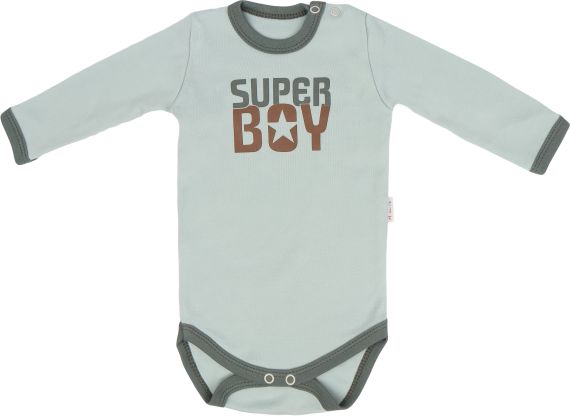 Mamatti Mamatti Dětské bavlněné body Super Boy - mátové, vel. 80 80 (9-12m) - obrázek 1