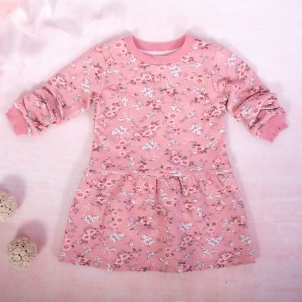 K-Baby  K-Baby Dívčí bavlněné šaty, Kvítky - pudrově růžová, vel. 74 - obrázek 1