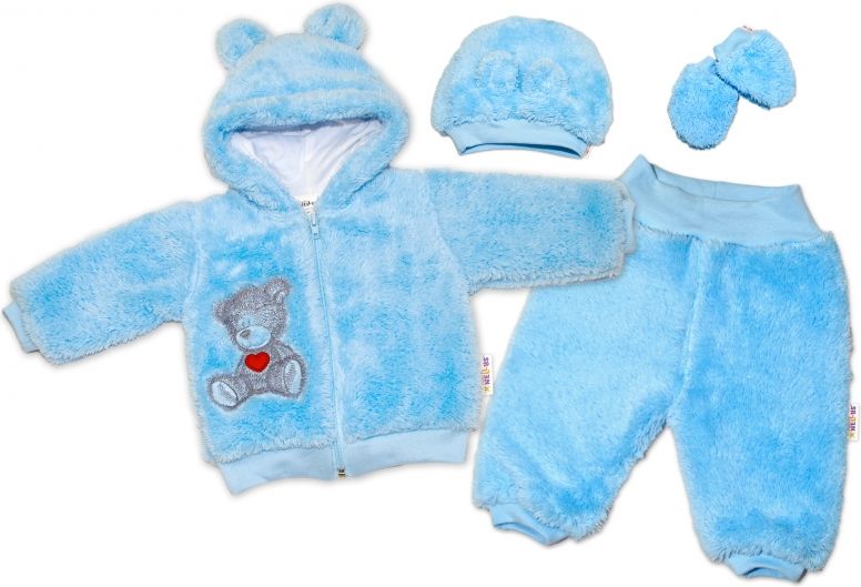 Baby Nellys Baby Nellys Chlupáčkový komplet Welsoft Teddy - modrý - obrázek 1