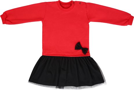 Mamatti Mamatti Dětské šaty s týlem, červeno-černé, vel. 92 - obrázek 1