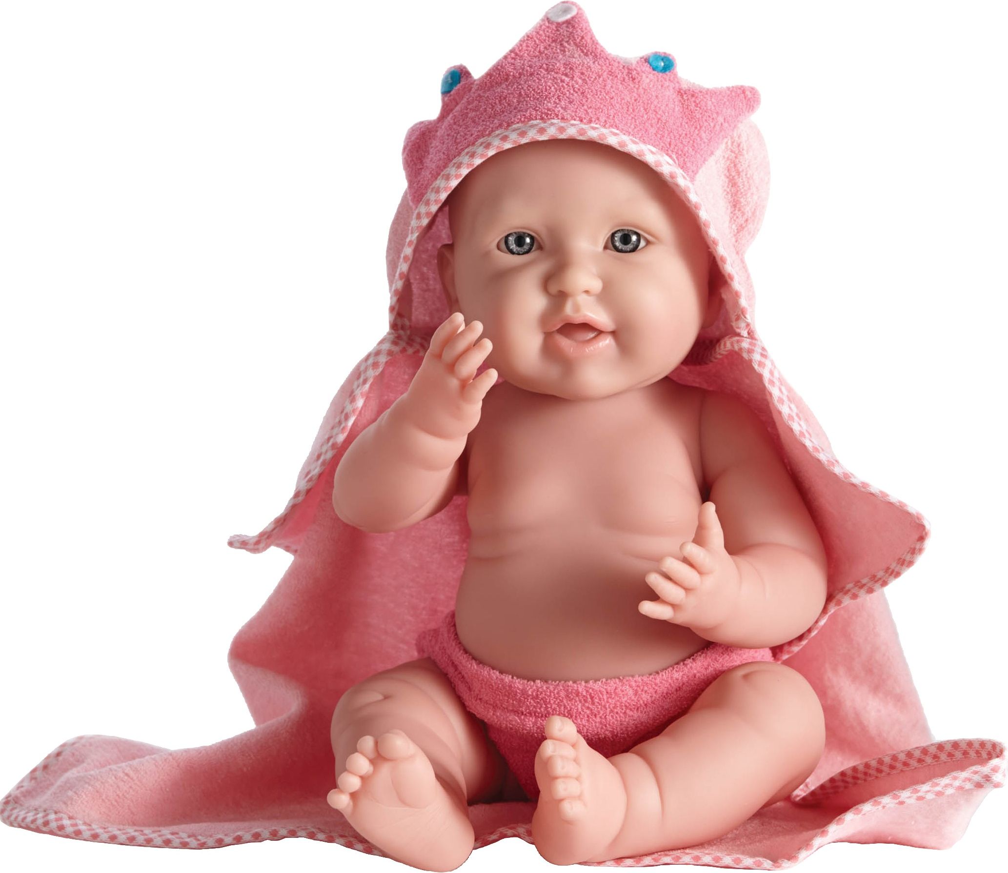 Realistické miminko holčička v růžovém ručníku od firmy Berenguer - obrázek 1
